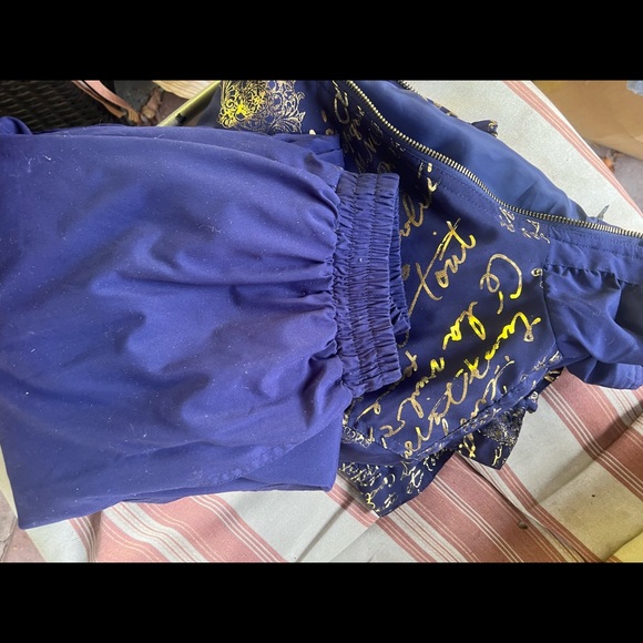 Vintage Mureli jump suite navy and gold jacket with pants - Picture 6 of 10